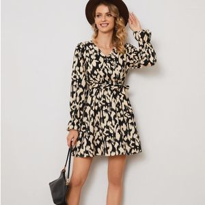 Casual Dresses Dress Leopard Print långa ärmar