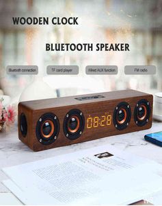 Ahşap Kablosuz Bluetooth Hoparlör Taşınabilir Çalar Saat Stereo PC TV Sistemi Hoparlör Masaüstü Ses Post FM Radyo Bilgisayar Hoparlörü H15595211