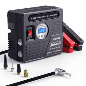 JFEGWO 4000A 3000A 12V Professionell bilhoppstarter Power Bank med luftkompressor Pump Batteriförstärkare för bil