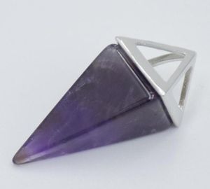 Pendant Necklaces Fashion Reiki Chakra Square Pyramid Cone Pillar Pendulum Natural Howlite Stone Lapis Crystal Necklace European J6060704