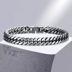 Vnox cunky retro Retro Cuban Chain Bracelets для мужчин винтажный антикварная из нержавеющая сталь бордюр куполо