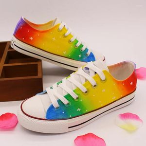 Casual Shoes S 2024 Girls Hand Painted Canvas Women Lace Up Vulcanized Graffiti Antiskid Sports Big Size 35-44