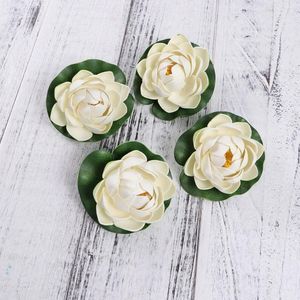 Fiori decorativi 6pcs Piante di laghetto artificiale Lotus gigli (bianco)