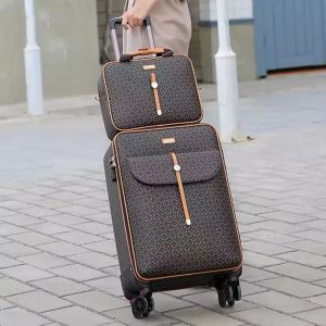 Luggage Fashion 16/20/24 inch PU Rolling Luggage Spinner Brand Travel Suitcase With Handbag Men Women Carry On Set Trolley Luggage