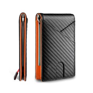 Carteira clipe de dinheiro para homens slim credit cartão de crédito rfid bloqueando a carteira masculina minimalista bolso frontal bolso bifold com janela de identificação