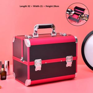 Koffer Frauen Make -up -Hülle Luxus -Reisehandtaschen Schönheit Maniküre Koffer Kosmetischer Organisator Boxen große Kapazität Stickerei Toolbox