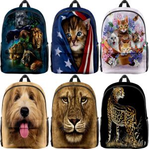 Ryggsäckar barn lejon tiger wolf panda 3d utskrift ryggsäckar pojkar flickor djur skolväskor elever bokväska mochila unisex ryggsäckar gåvor