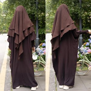 Roupas étnicas modestas modestas com capuz Eid de 2 peças abaya cocar Khimar maxi vestido de oração vestuário ramadan burca túmulos de túnica árabe