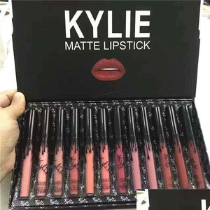 Dudak Parlatıcısı 12 PCS 1 KY Mat Sıvı Ruj Kiti Uzun Kalıcı Temel Makyaj Lipgloss Seti Yapışmaz Kupa Damla Teslimat Sağlığı Beau DHI57