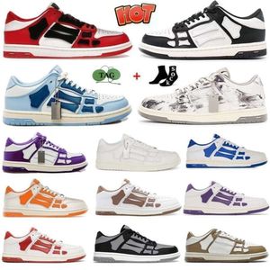 Bones skor mode skelett ben löpare topp låg skelett skelett kvinnor män svart vit läder lyxiga sneakers spetsskor original sporttränare designers skor