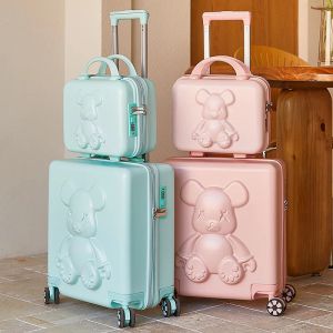 Luggage 18" Inch Travel Suitcase With wheels Men and Women Universal Rolling Luggage Trolley Boarding Case Luggage Carryon Makeup Bag