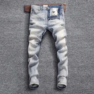 Męskie spodnie Nowi projektanci Modne dżinsy męskie Retro jasnoniebieskie Elastyczne Slim Fit Dżinsy Męskie Elastyczne dżinsy męskie sprężyste spodnie Vintage dżinsy H J240420