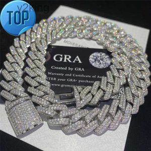 Stock Iced Out Vvs Moissanite Cuban Bracelet 925 Silver Bling Diamond Link Chain Hip Hop Men Jewelry Necklace E3BG