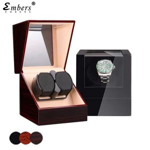 Embers Luxry Single Watch Winder Battery Wooden Shaker Watch Box Automatic Winder Glass Storage Case Mabuchi Motro 240416
