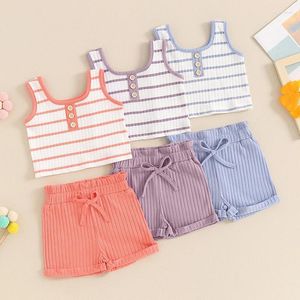 Set di abbigliamento estivo per bambini per bambini vestiti vestiti a strisce a strisce senza maniche bocconcini