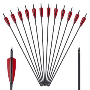 Packs 12pcs/pack 31.5" Archery Mixed Carbon Arrows 4" Natural Feather Spine 500 for Compound Recurve Staight Bow Hunting Shooting