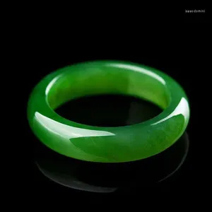 Pierścienie klastra Xuan Stone Green Jade Ring Natural Nephrite Jades Men Men Fine Jewelry Accessorie Oryginalna hetian White