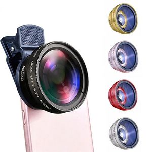 2 IN 1 Lens Universal Clip 37mm Mobile Phone Lens Professional 0.45x 49uv Super Wide-Angle + Macro HD Lens For iPhone 13