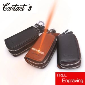 Wallets Genuine Leather Car Key Holder For Men Business Key Wallet Housekeeper Keys Male Zipper Door Key Chain Organzier Key Pouch Case