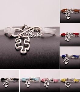 10pcslot Infinity Love 8 Autism Puzzle pendant Bracelet Charm Pendant WomenMen Simple BraceletsBangles Jewelry Gift A14725802173584137
