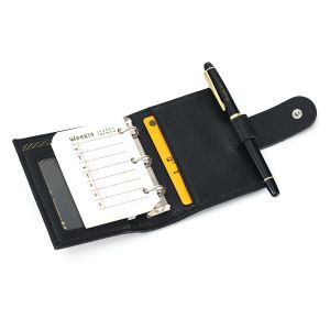 Brieftaschen Jogujos echtes Kuhleder A9 Größe Planer 3 Loch Organizer Wallet Card Halter Mini Ring Notebook mit 19mm Ring Journey Tagebuch