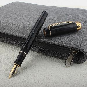 Pennor New Jinhao 100 Black Sea Fountain Pen EF/F/M NIB, Matte Grey Acrylic Writing Gift Set