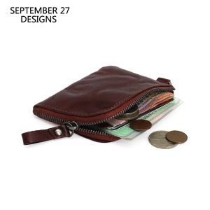 Purses New Fashion Mini Coin Purses First Layer Läder Luxury Car Key Bag Vintage Wrinkled Cowhide Coin Pouch Liten kreditkort Plånbok