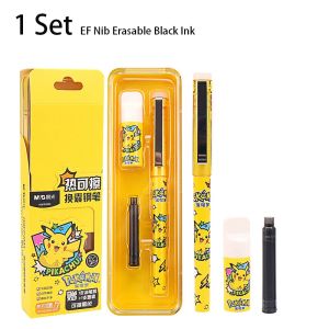 Pens M&G 1Set Fountain Pen Black/Blue Erasable Ink Kawaii Anime Appearance Office Study Signature Pen Stationery Shop