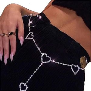 Body Chains Belt Crystal Waist Heart Pendant Summer Beach Jewelry Festival Belly Women 240409