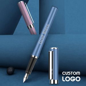 Pens Custom Logo Metal Fountain Pen Personalized Engraved Name Pen Office School Stationery Student Writing Supplies Commemorate Gift