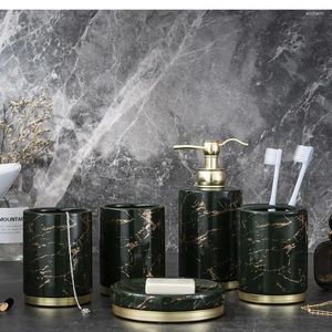 Bath Accessory Set Marbling Ceramics Wash Nordic Style Toothbrush Holder Gargle Cup Soap Dispenser Dish Shower Accessories Five Piece