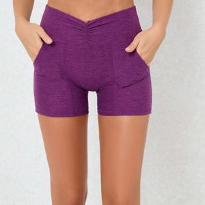 Lu Lu Shorts Align Push Up Workout Shorts för kvinnor Sportkläder Fiess kläder Yoga kläder Kort gym Mujer Purple Grey Orange Gry Running Workout Sports Woman