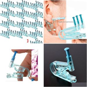 Labret Lip Piercing Jewelry 100Pcs Disposable Safety Ear Gun Unit Tool No Pain Sterile With Stud Pierce Kit Blue Wholesale 230614 Drop Dhmqw
