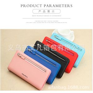 Süße japanische und koreanische Reißverschluss Multi -Karten -Multi -funktionale Handtasche Telefontasche Damen Langschlüsselbeutel PU Wallet Y190701