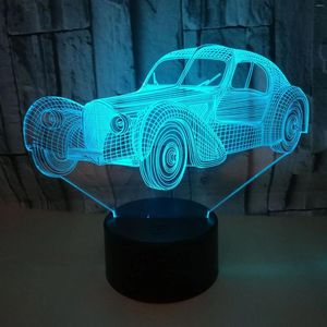 Nattlampor bil USB 3D Nightlight Creative Gifts Lighting Lamp 7 Color Change Kids Room LED -lampor