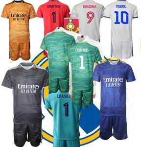 Crianças 212022 Jersey de futebol de goleiro Courtois Real Madrids Roupas de futebol Vini Jr Hazard Sergio Ramos benzema camisetas camisetas 1706958