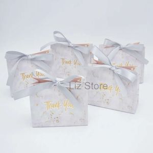 Wrap Chocolate Present Partihandel Box Pappersförpackningslådor grå marmor godisväska med band bröllop baby tack festtillförsel th0767 es