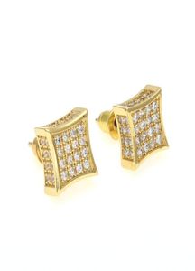 Ny ankomst Mens Cubic Zirconia Diamond Earings Fashion Men smycken Hip Hop Copper White Gold Filled Crystal Stud Earring Jewelry 9144698