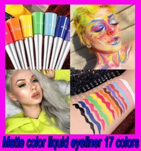 Färgglada neongrön vit matt flytande eyeliner blyerts vattentät makeup flytande ögonfoder blå gröna gula ögon kosmetik penna 17 9571997