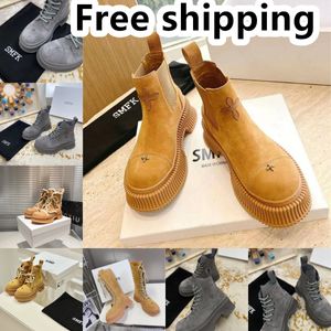 Designerstövlar Populära trendiga kvinnor Korta Booties Ankel Boot Luxury Soles Womens Party Heel Size 35-40 Desert SMFK GAI Gratis frakt