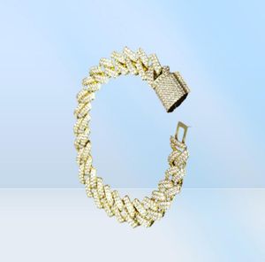 14 mm Diamond Miami Cuban Link Bracelets 14k białe złoto lodowata lodowa biżuteria z cyrkonią 7 cali 8 -calowa kubańska bransoletka 22532271161