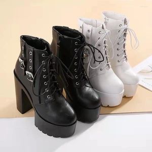 Casual Shoes Autumn and Winter 2024 European American Coarse Heel Stage Walk Show 14cm Super High Nightclub Short Boots Women