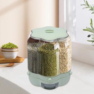 Storage Bottles Cereal Box 360° Rotating Food Dispenser Travel Bucket 6 Barns Rice Tank Sealed Grain Container