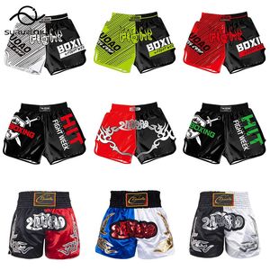 Muay Thai Boxing Shorts Sanda Grappling Kickboxing Training Pants Män Kvinnor som trycker MMA Kids Vuxna Tiger Fight Trunks 240408