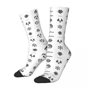 Herrensocken Retro Black Pack Genshin Impact Game Anime Unisex Neuheit Muster gedrucktes Verrücktes Crew Socken Geschenk