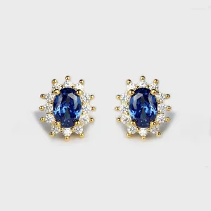 Orecchini per borchie delicate Principessa Cut Marquise Zirconia Set Women's Blue Rhinestone Sunflower Engagement Wedding Crystal