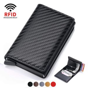Holders Luxury Brand Men Anti Rfid Blocking Protected Magic Leather Slim Mini Small Money Wallets Case ID Credit Bank Card Holder Wallet
