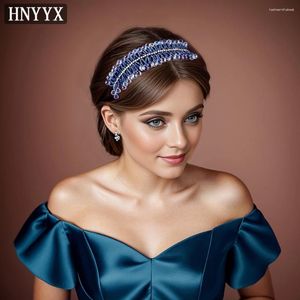 Clip per capelli hnyyx scintillanti fascia di rinestone di rinestone cristallo conle in perline blu vintage accessori per la festa di matrimonio a36