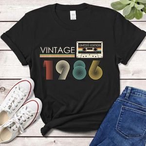 Kadın Tişörtleri 2024 HARAJUKU 38. 38 yaşında Doğum Günü Partisi Retro Tshirt Anne Eş Kıyafetleri Vintage Ses Teyp 1986 Sınırlı Sürüm