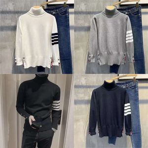 Camisetas de malha masculinas Jumper Alto pescoço de lapela de lã de lã Pullover de gola alta da gola alta madrões Tops Man suéter